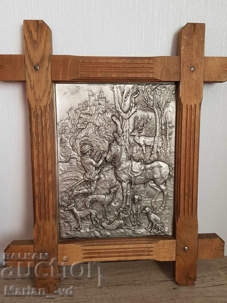 Antique German embossed and engraved lead-zinc painting - 5
