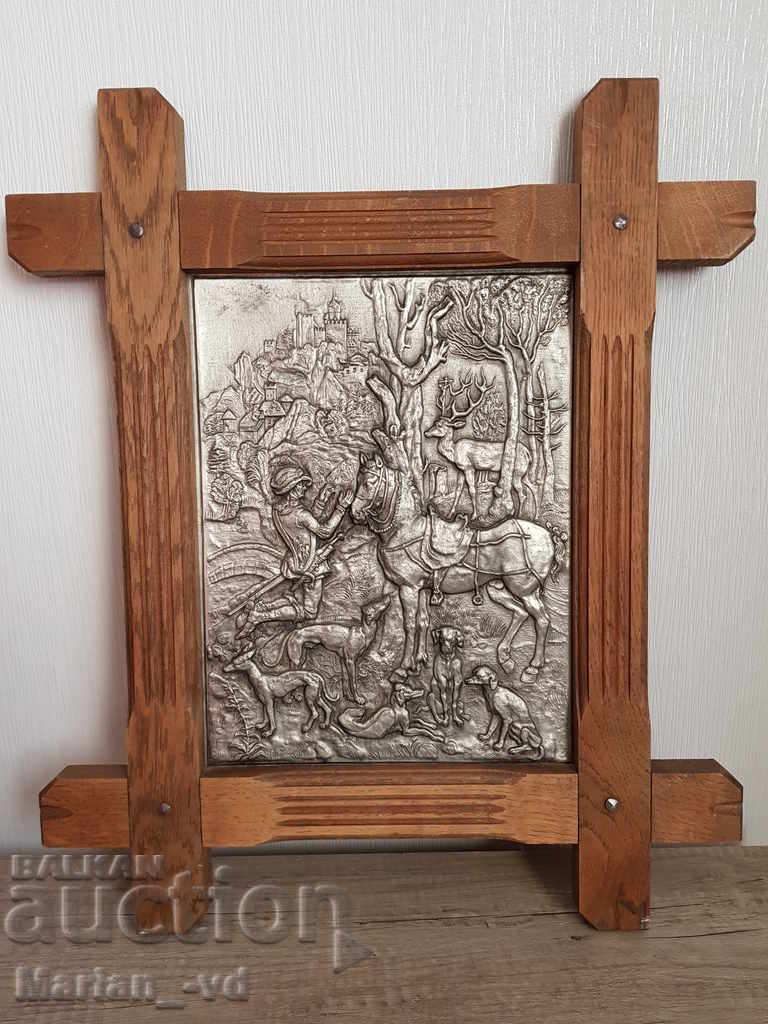 Antique German embossed and engraved lead-zinc painting