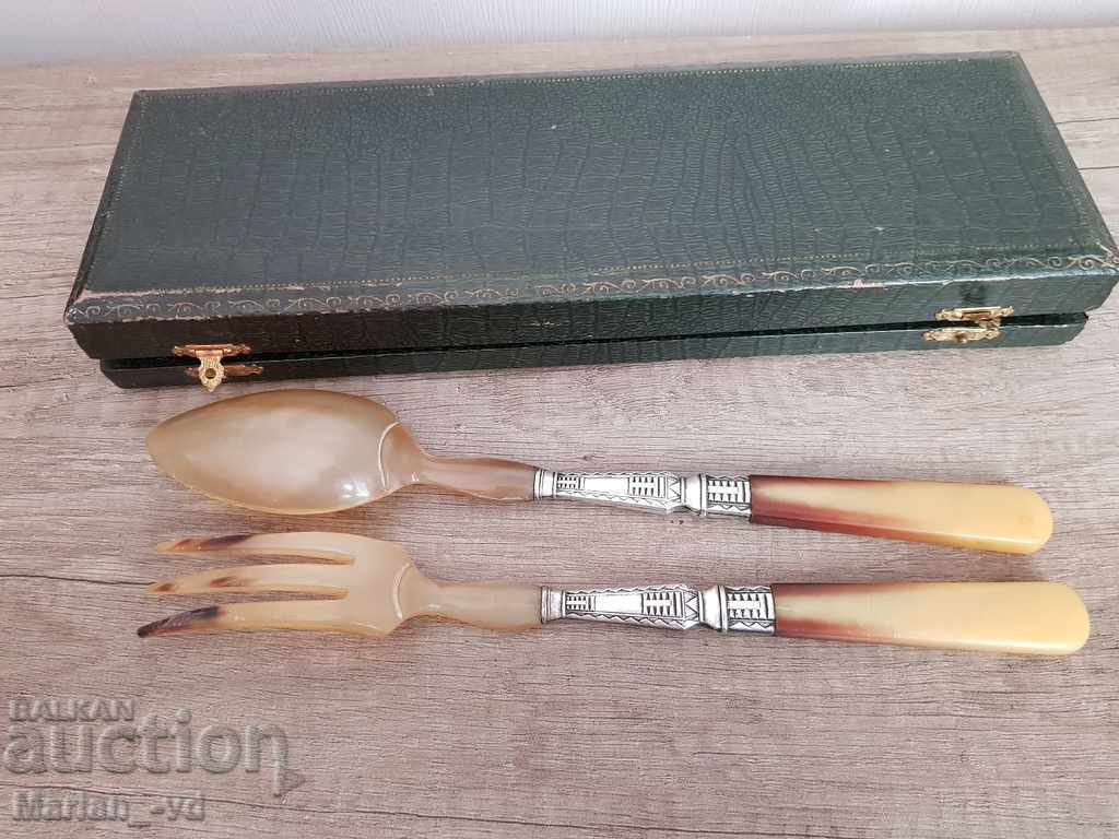 Παλιά γαλλικά σκεύη για σερβίρισμα σαλάτας σε κουτί - 6