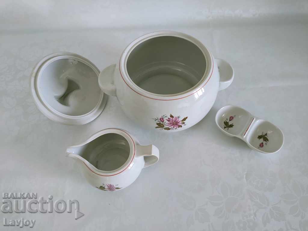 Old Soc Bulgarian porcelain tureen saucer salt shaker - 5