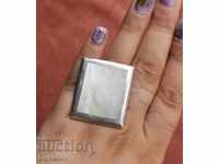Huge Silver Ring with Mother of Pearl