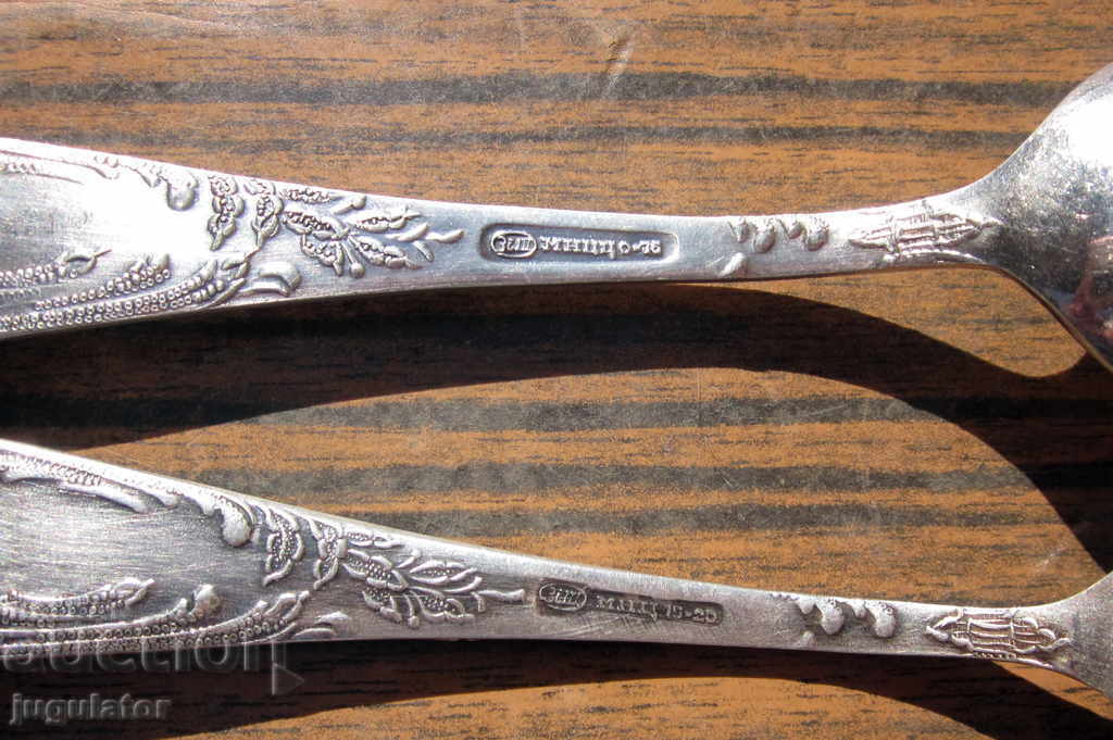 set of old Soviet Russian pewter tea spoons - 5 set of old Soviet Russian pewter tea spoons - 5