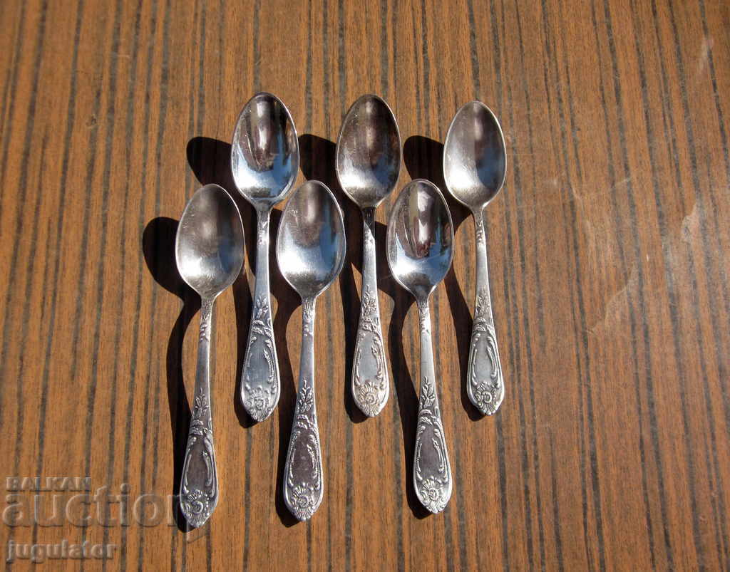 set of old Soviet Russian pewter tea spoons