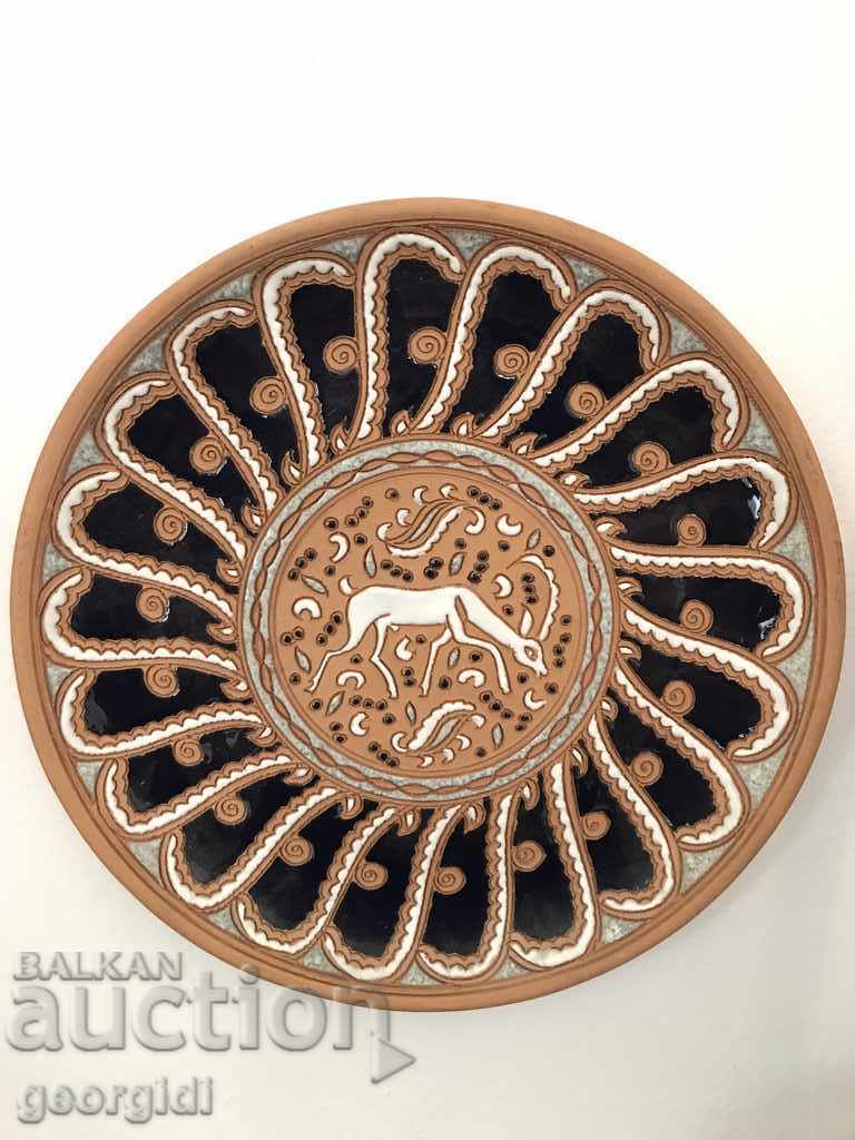 Handmade ceramic plate with enamel №511