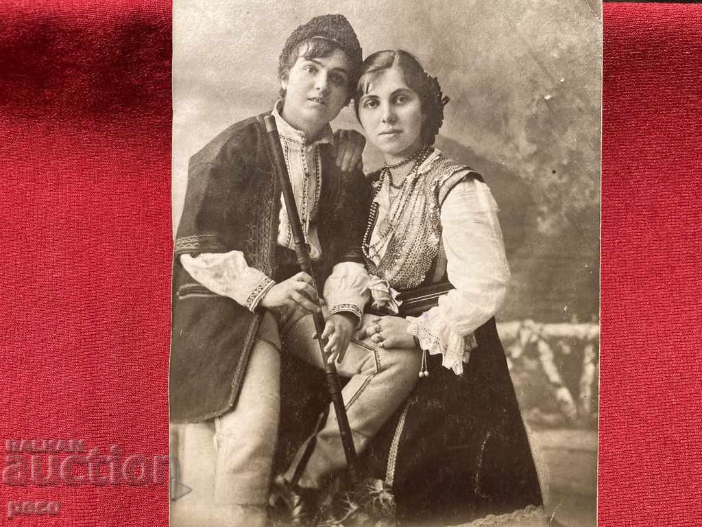 Auction Kavaldzhiya A boy and a girl in traditional costumes old photo Auction Kavaldzhiya A boy and a girl in traditional costumes old photo