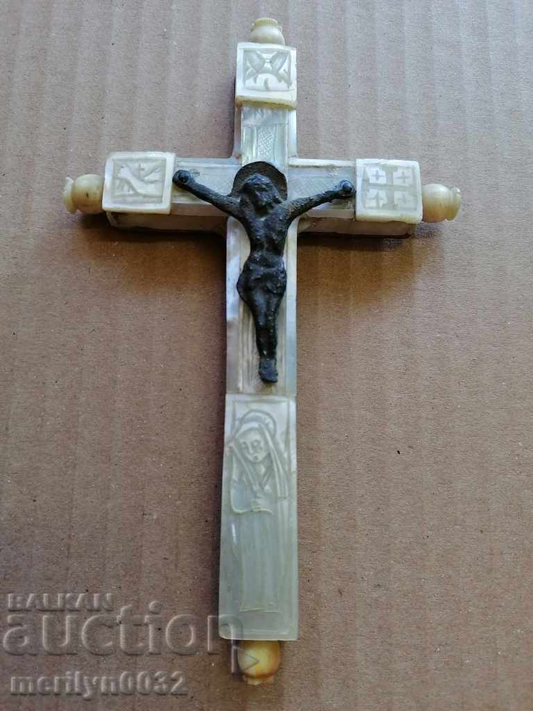 19th Revival Cross in Jerusalem mother of pearl Hadjilak God's tomb with price 385.00 BGN | € 196.85