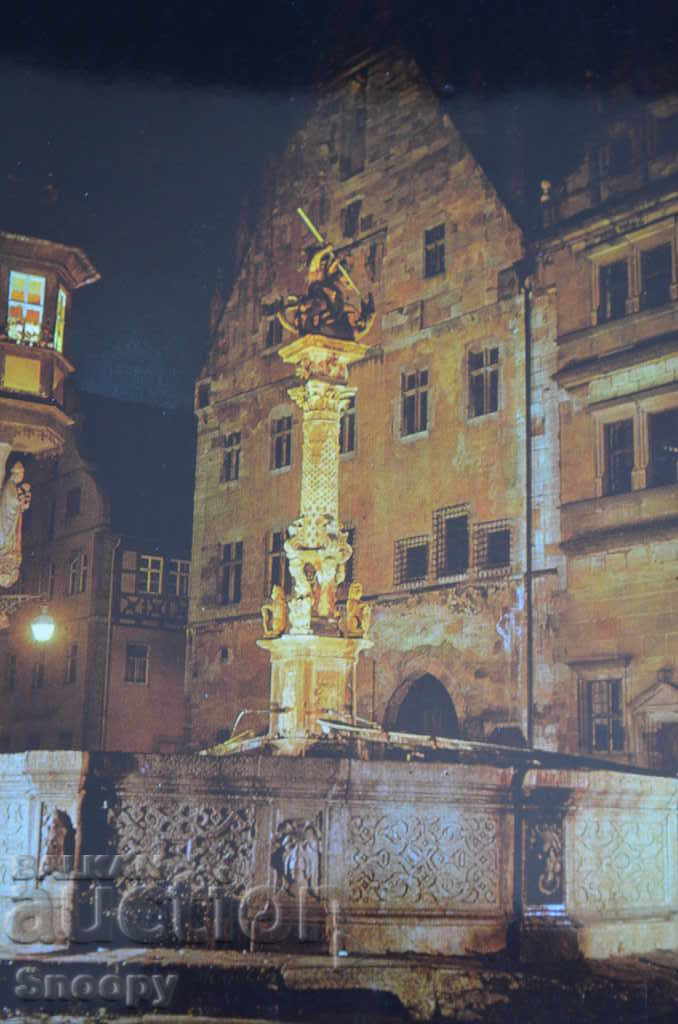 Carte poștală: Rothenburg ob der Tauber - Fântâna Sf. Gheorghe