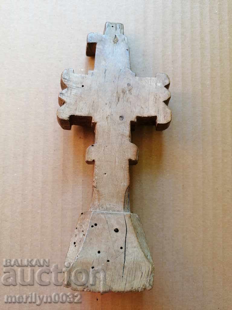 Crucea de masă realizată din sigiliu din lemn pentru plăcintă prosphora primitivă