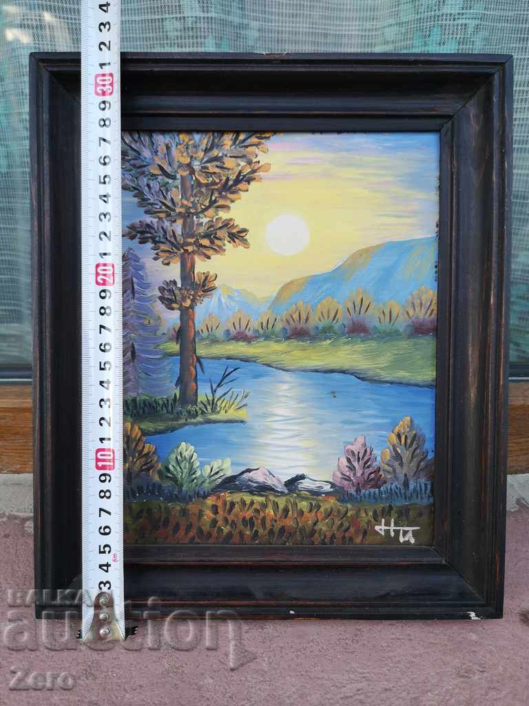 Delivery of Picture Signed by N.I. Oil Paints Plywood Delivery of Picture Signed by N.I. Oil Paints Plywood