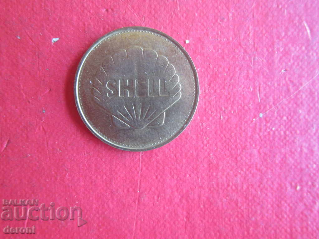 Auction Gold-plated token Shell 1958 tokens Auction Gold-plated token Shell 1958 tokens