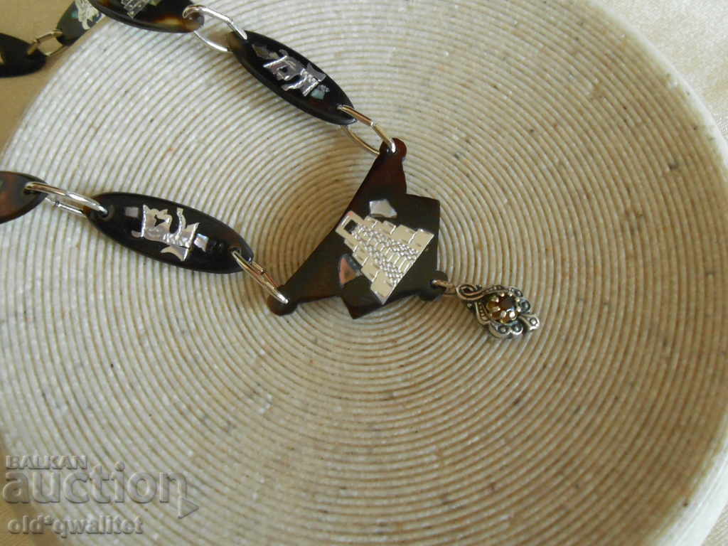 Auction  Silver and coruba bone necklace, Asia