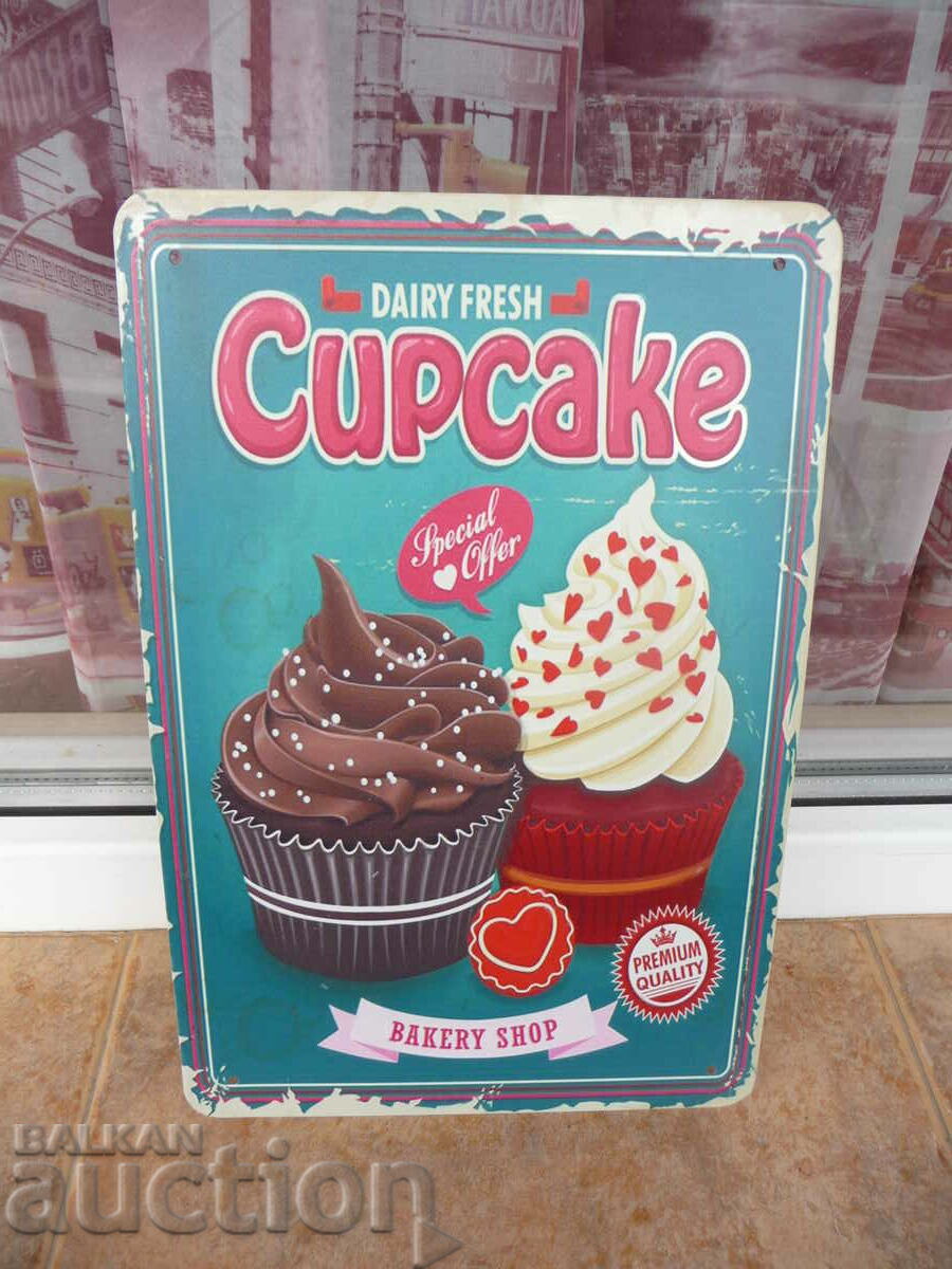 Metal plate food muffins cupcakes chocolate vanilla cream with price 18.00 BGN | € 9.20