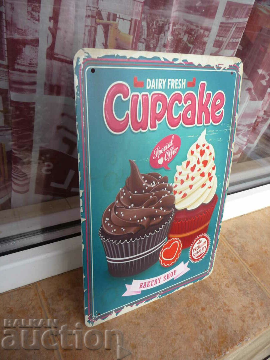 Auction  Metal plate food muffins cupcakes chocolate vanilla cream