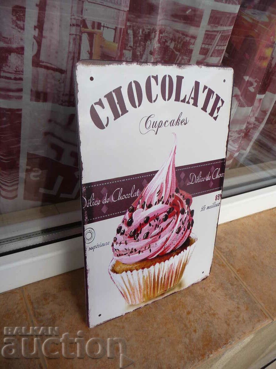 Auction Metal plate food chocolate chocolate cupcake pink cream Auction Metal plate food chocolate chocolate cupcake pink cream