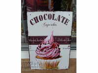 Metal plate food chocolate chocolate cupcake pink cream