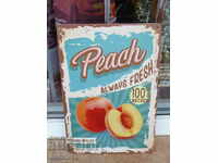 Metal plate food fruit peach vitamins golden juicy
