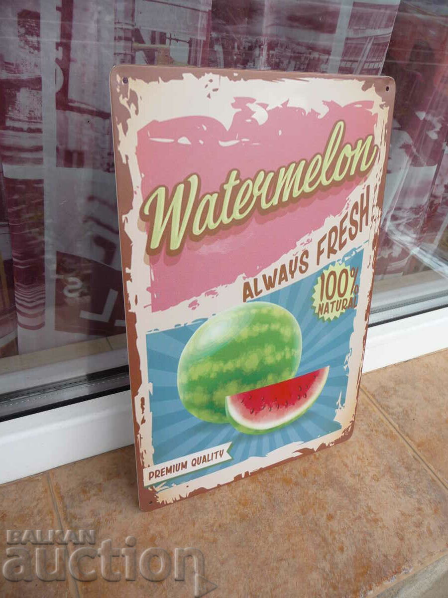 Auction Metal plate food fruit watermelon large ripe without seeds Auction Metal plate food fruit watermelon large ripe without seeds