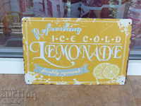 Metal plate lemonade ice cold drink ice fresh