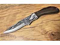 Foldable Russian pocket knife engraved Shark + case steel 65x13