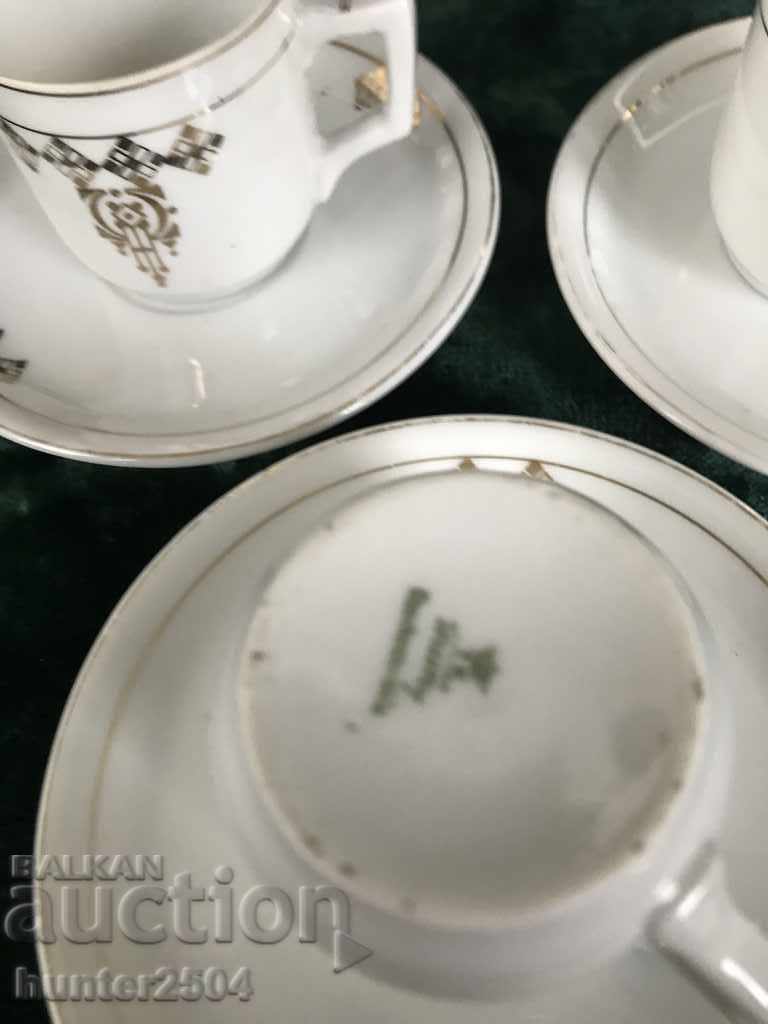 Auction Cups with saucers-old bone china-Czechoslovakia Auction Cups with saucers-old bone china-Czechoslovakia