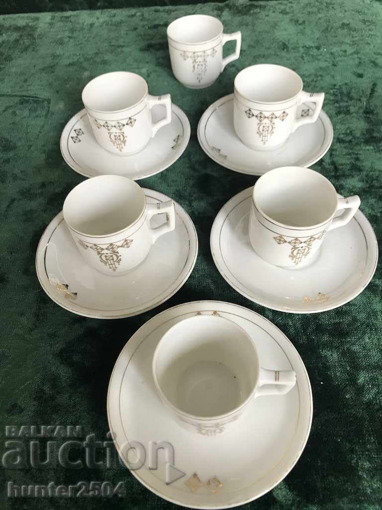 Cups with saucers-old bone china-Czechoslovakia