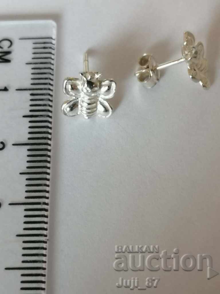 New silver bee earrings