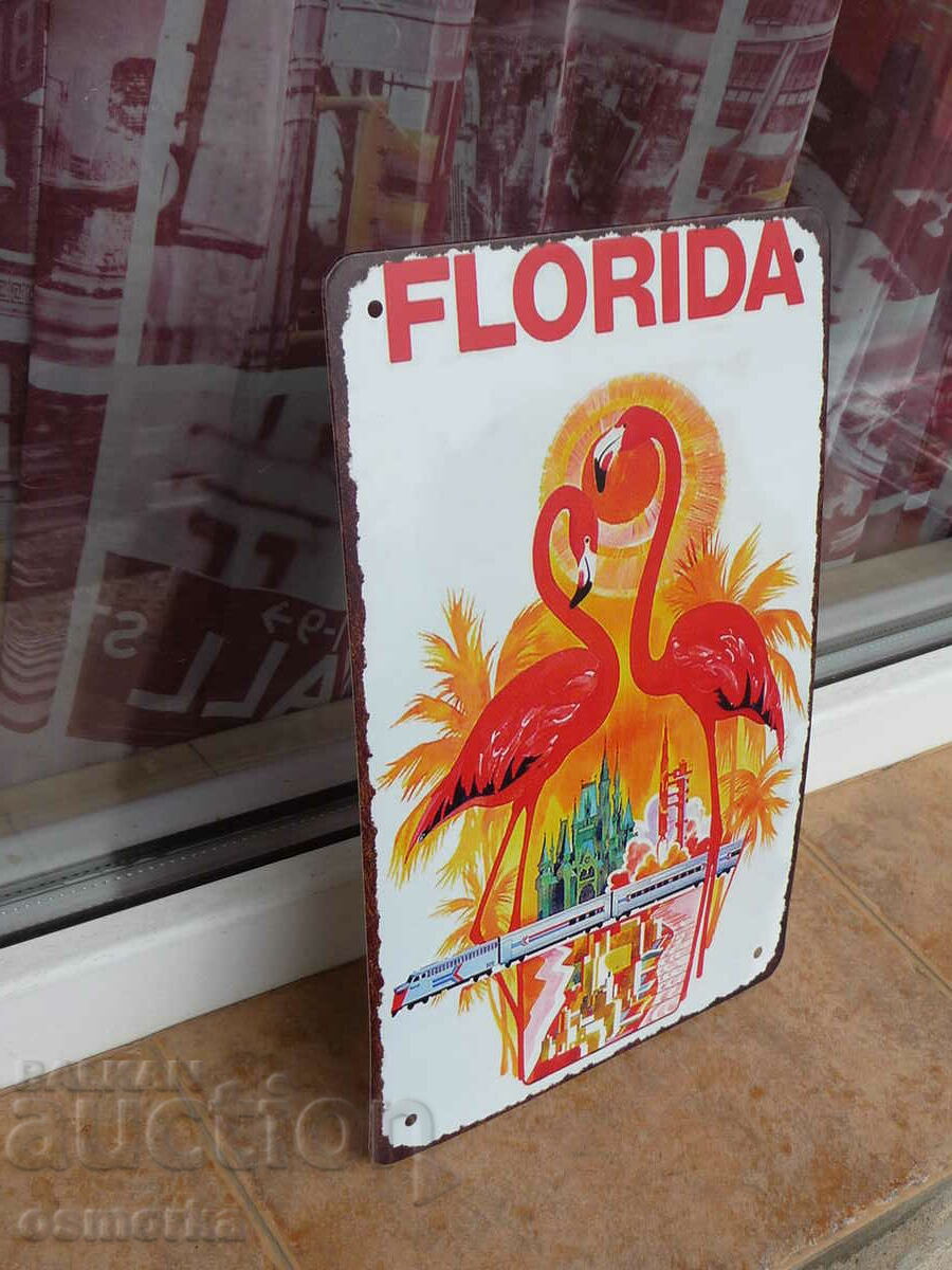 Metal sign Florida Florida flamingo trains palm trees beach with price 18.00 BGN | € 9.20 Metal sign Florida Florida flamingo trains palm trees beach with price 18.00 BGN | € 9.20