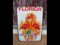 Μεταλλική πινακίδα Florida Florida φλαμίνγκο τρένα παραλία με φοίνικες