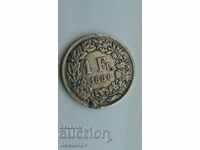 ONE SILVER FRANC SWITZERLAND 1886