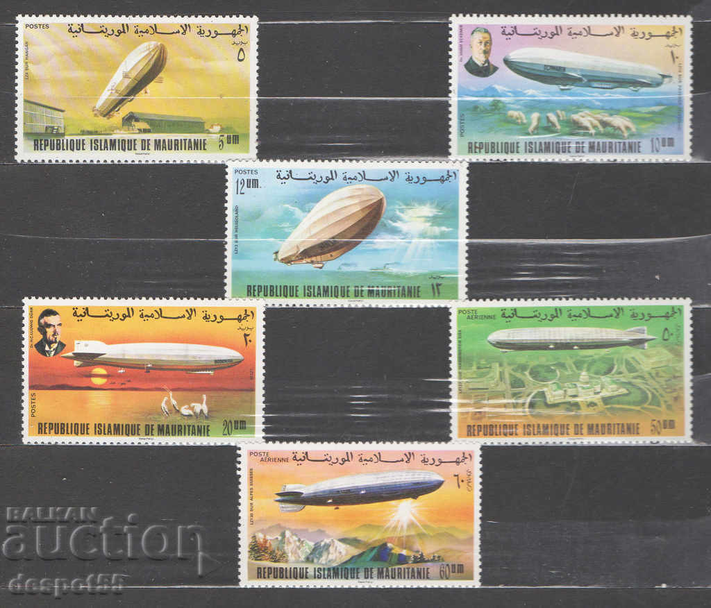 1976 Mauritania. 75 years since the first flight of the airship Zeppelin