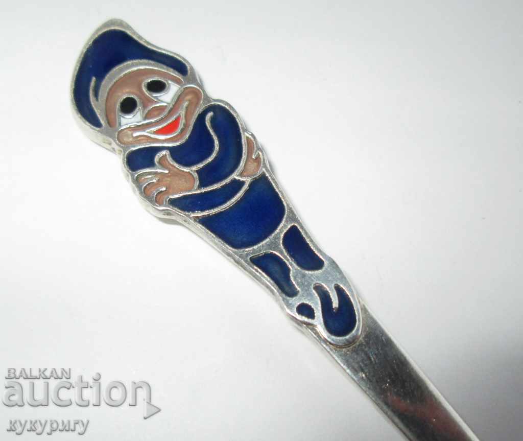 Delivery of Children's spoon with dwarf cell enamel decoration Russian USSR