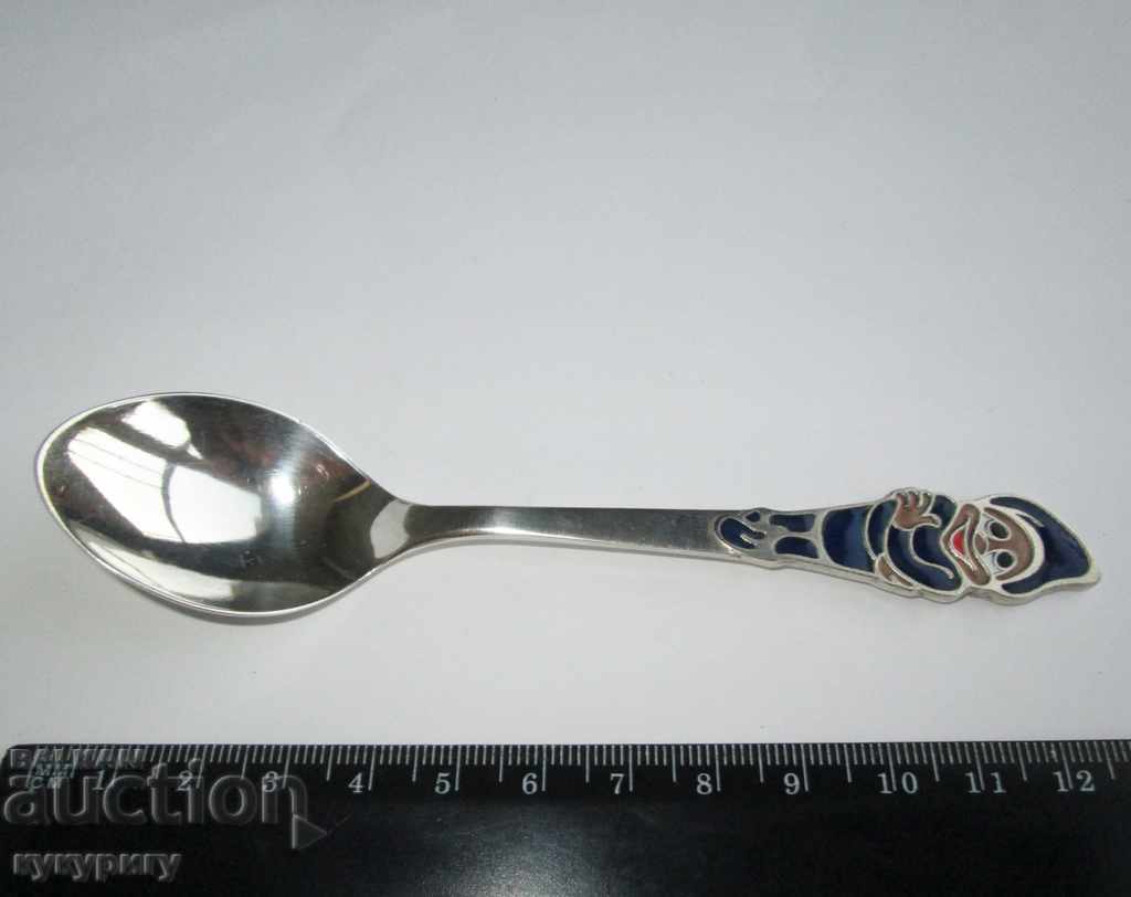 Children's spoon with dwarf cell enamel decoration Russian USSR - 7