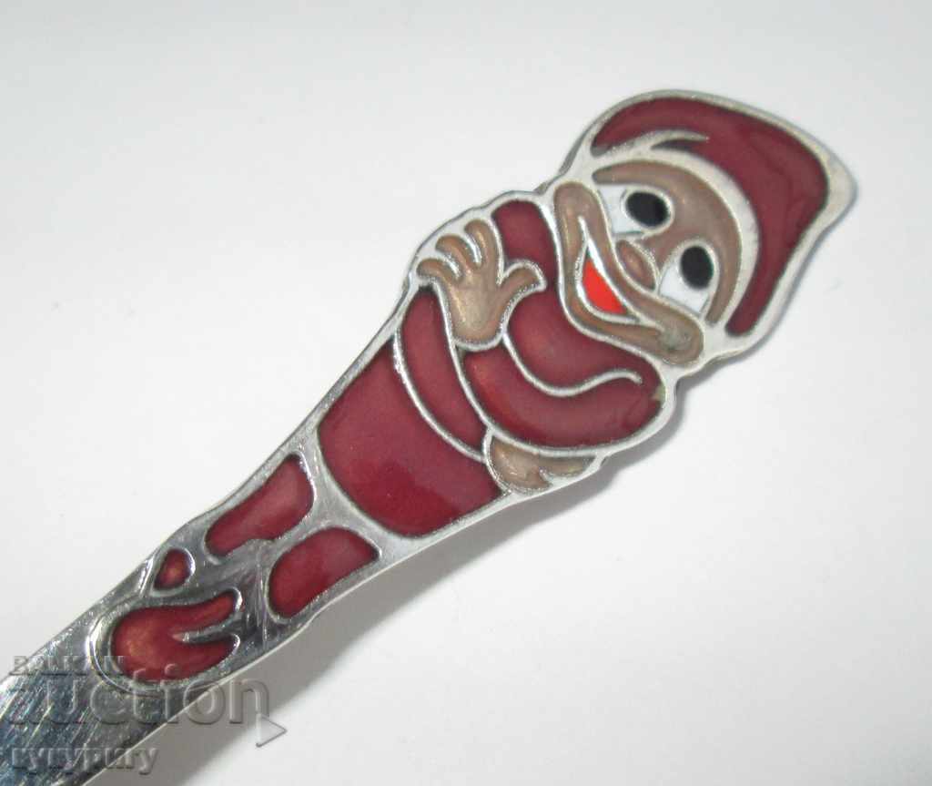 Children's Russian spoon with dwarf cell enamel decoration USSR - 5