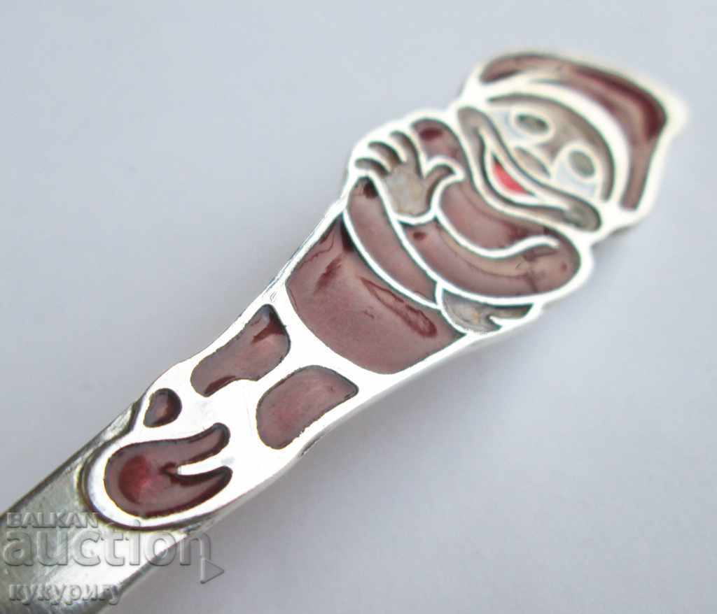 Children's Russian spoon with dwarf cell enamel decoration USSR - 6