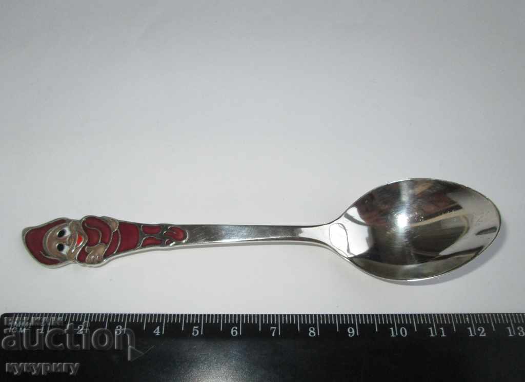 Children's Russian spoon with dwarf cell enamel decoration USSR - 7