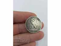 Monedă americană de argint JUMĂȚ DOLAR 1937