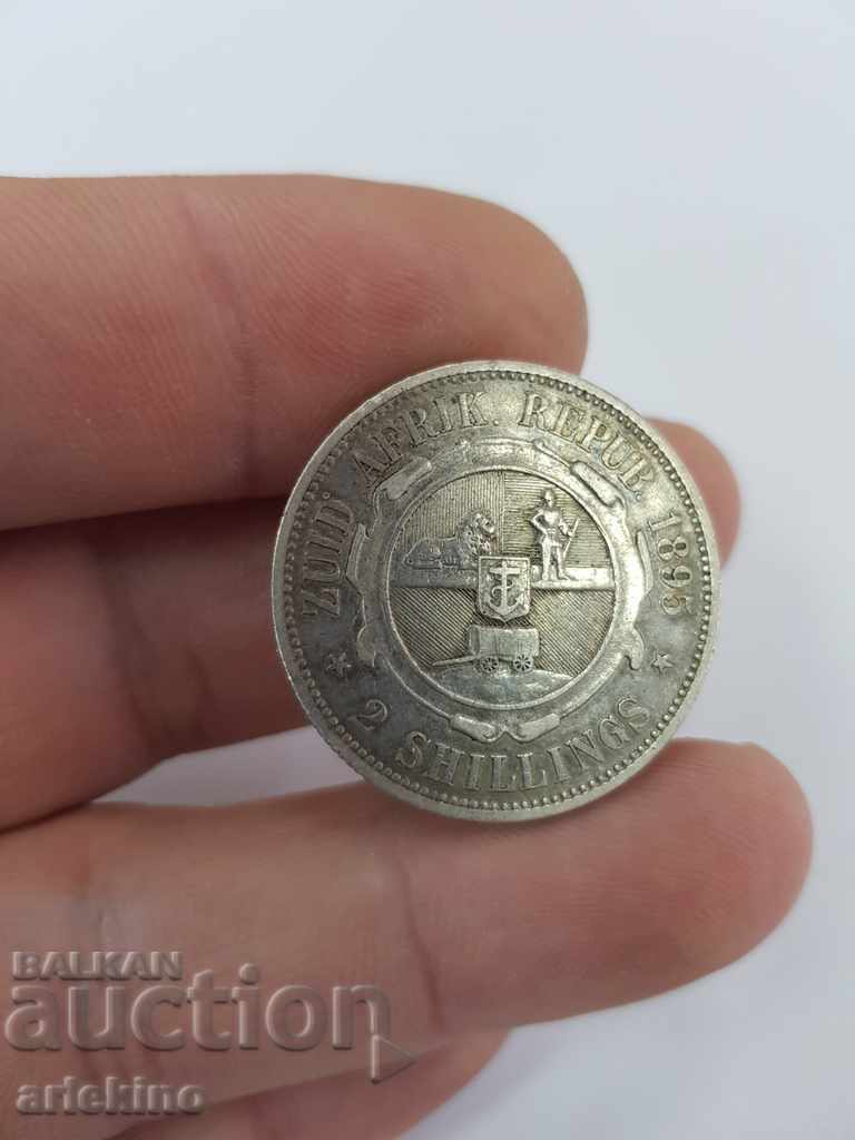 Monedă africană de argint rar 2 șilingi 1895