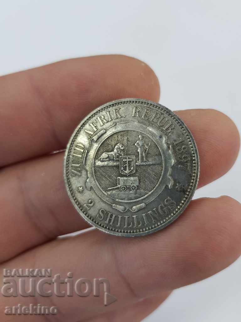 Monedă africană de argint rar 2 șilingi 1897