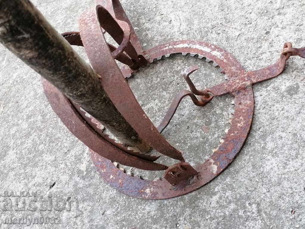 Old hand forged trap, wrought iron - 7