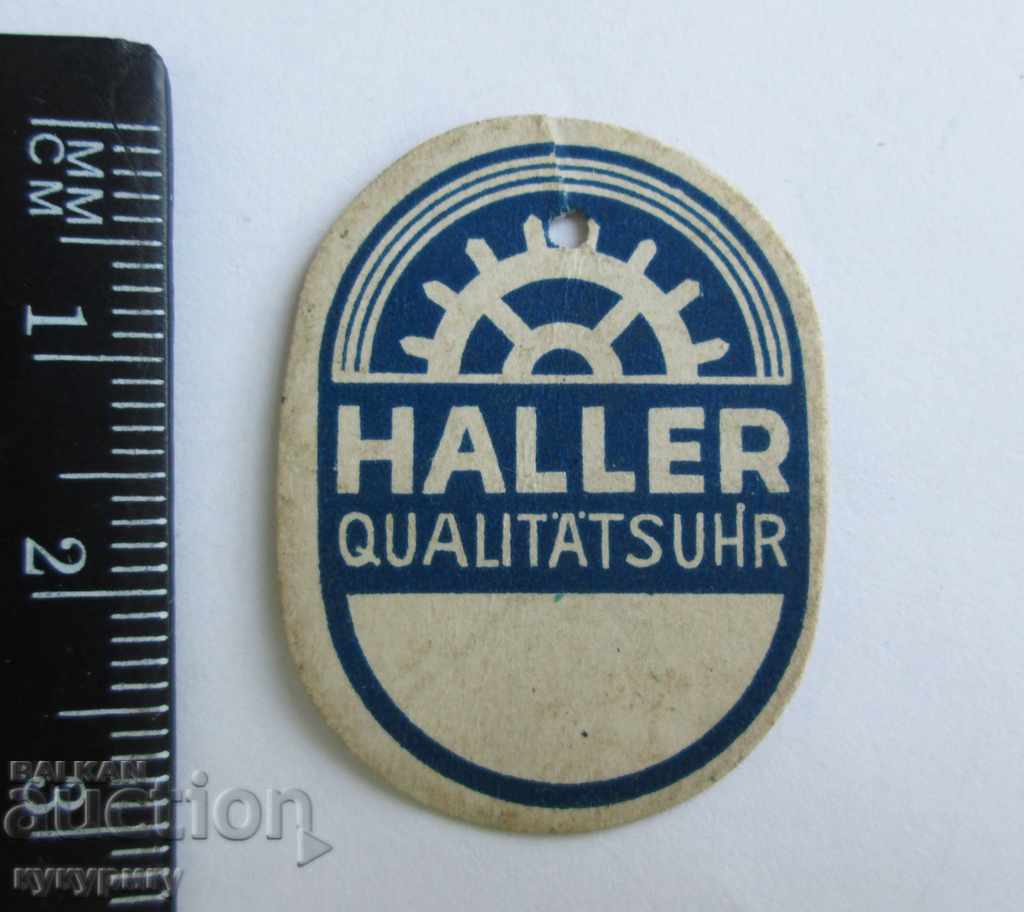 Old antique advertising label from for HALLER pocket watch with price 10.00 BGN | € 5.11 Old antique advertising label from for HALLER pocket watch with price 10.00 BGN | € 5.11