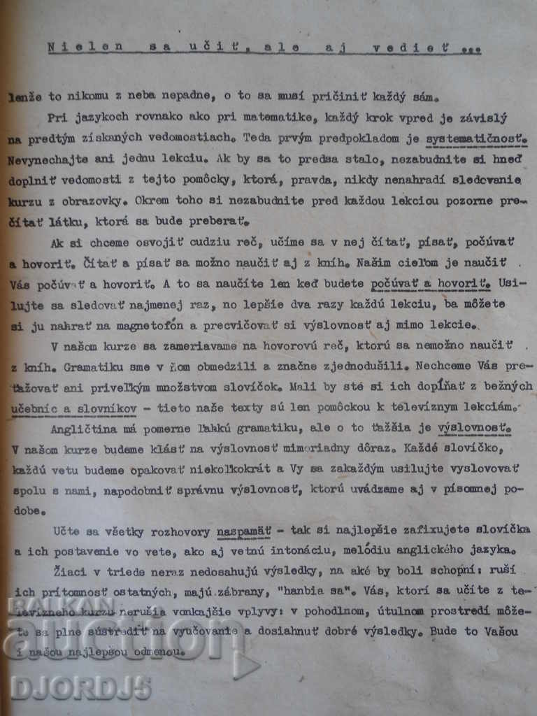 Delivery of English course