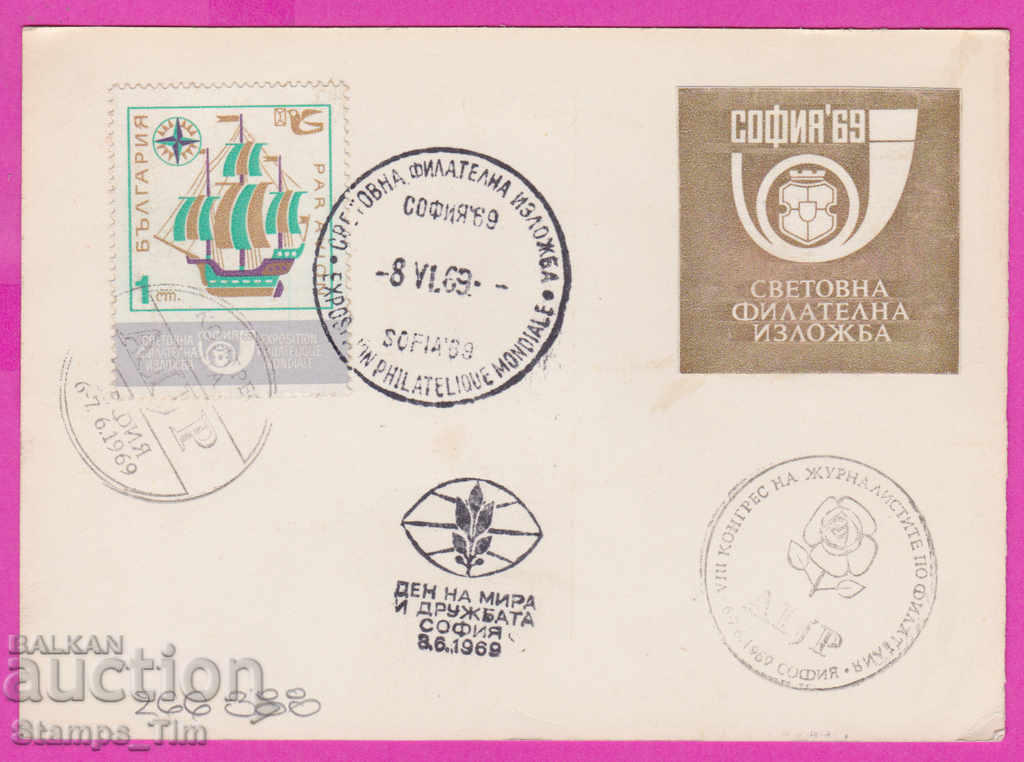 266388 / България ПКТЗ 1969 - Св. фил. изложба разни печати