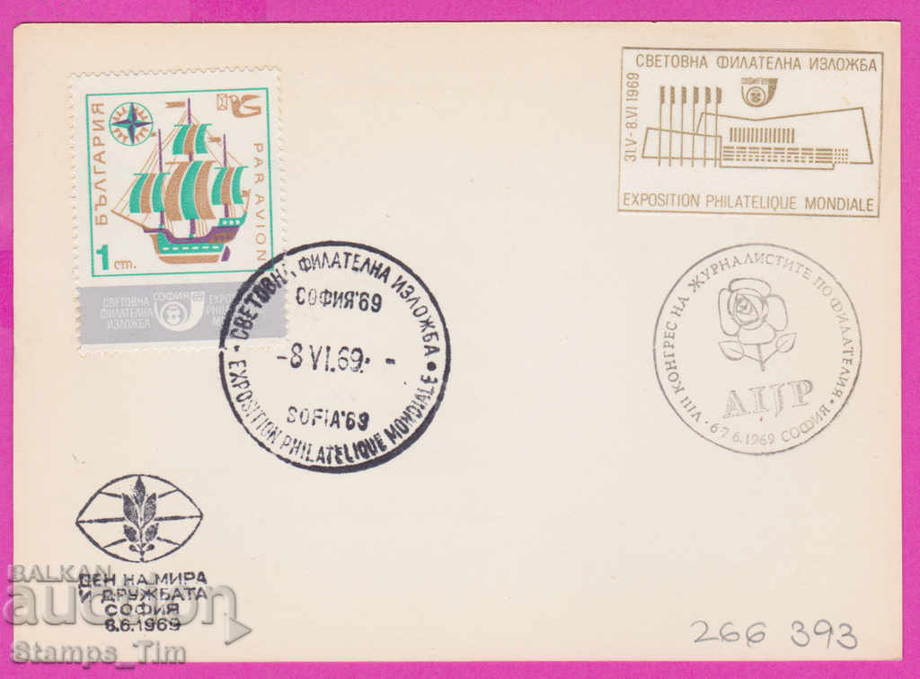 266393 / България ПКТЗ 1969 - Св. фил. изложба разни печати