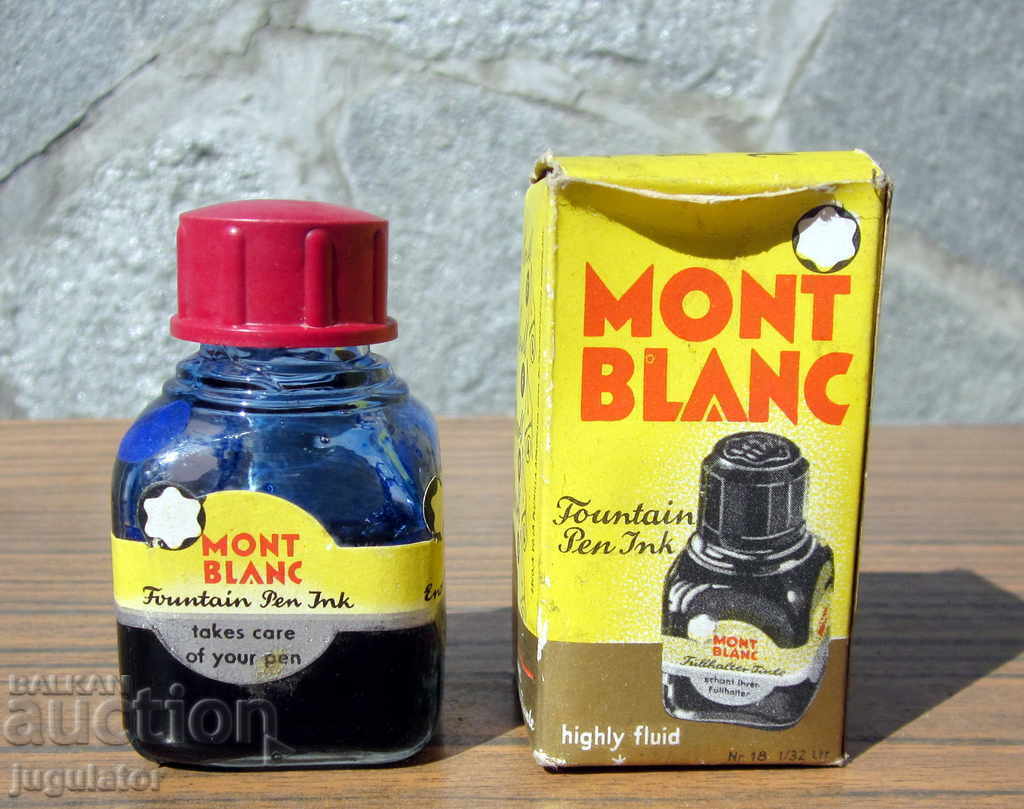 vintage Montblanc ink MONTBLANC glass bottle and box with price 60.00 BGN | € 30.68