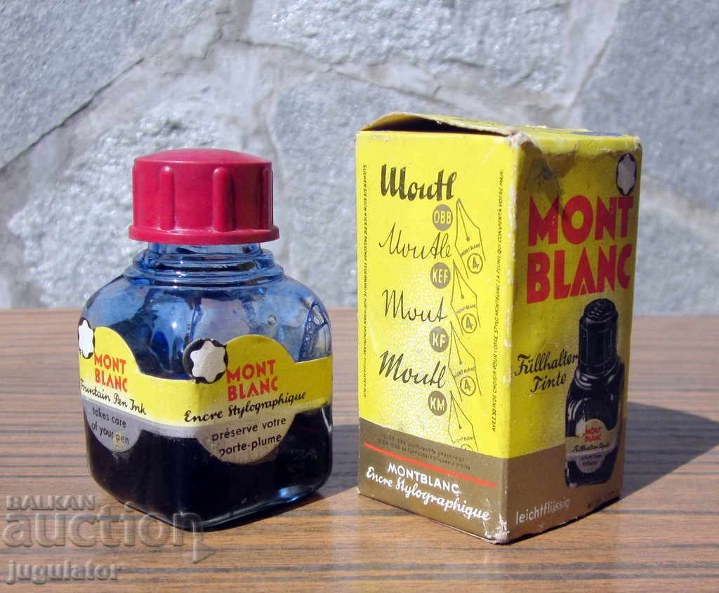 Delivery of vintage Montblanc ink MONTBLANC glass bottle and box