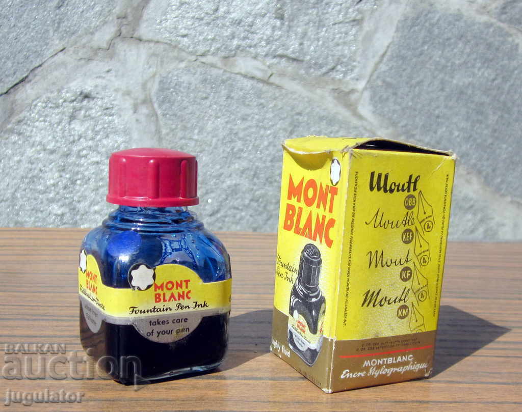 vintage Montblanc ink MONTBLANC glass bottle and box - 5