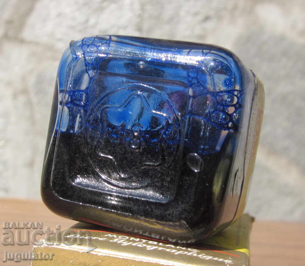 vintage Montblanc ink MONTBLANC glass bottle and box - 6