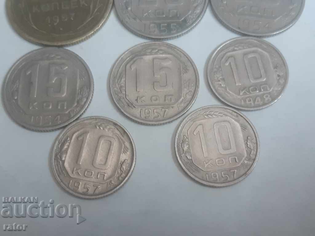 5, 10, 15 and 20 kopecks in 1948, 54, 55 and 57 Russia, USSR - 8 pcs - 5 5, 10, 15 and 20 kopecks in 1948, 54, 55 and 57 Russia, USSR - 8 pcs - 5