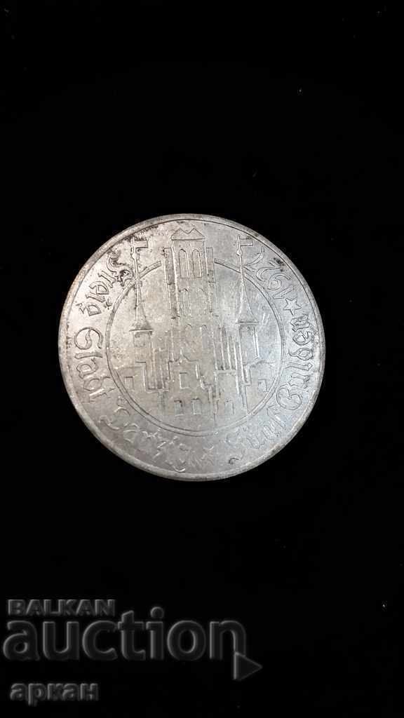 5 Gulden 1927 Danzing Silver Coin - 5 5 Gulden 1927 Danzing Silver Coin - 5