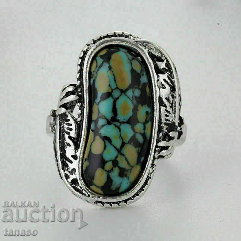 RING with natural turquoise, silver-plated, Size 55 with price 25.00 BGN | € 12.78 RING with natural turquoise, silver-plated, Size 55 with price 25.00 BGN | € 12.78